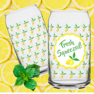 Yellow Lemon Lemonade Can Glass