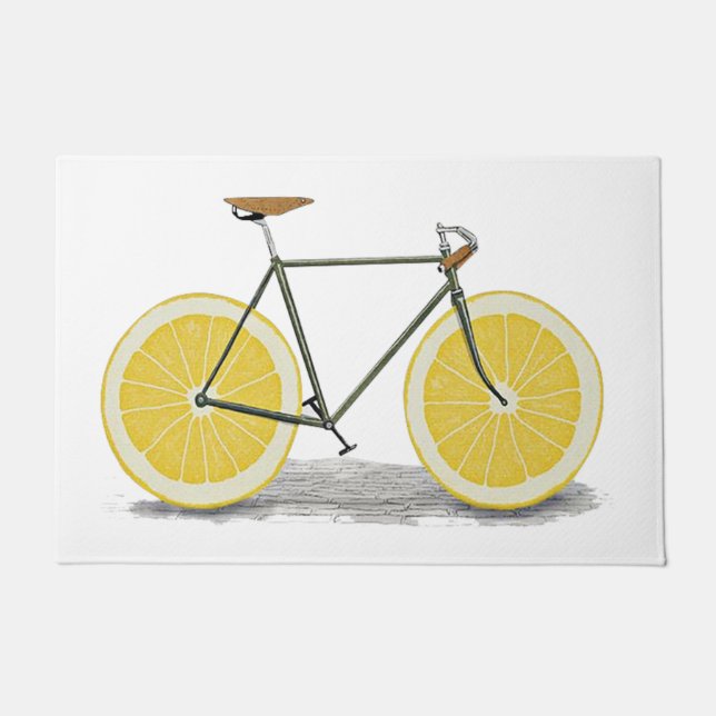 Yellow Lemon Mat, Bicycle And Fruit  Doormat (Front)