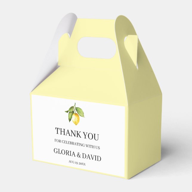 Yellow Lemon Modern Wedding Favour Box (Front Side)