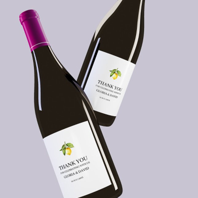 Yellow Lemon Modern Wedding Wine Label (Creator Uploaded)