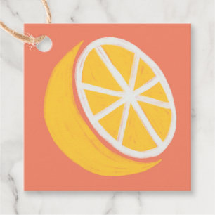 Yellow Lemon on Coral Baby Shower Luncheon Favour Tags