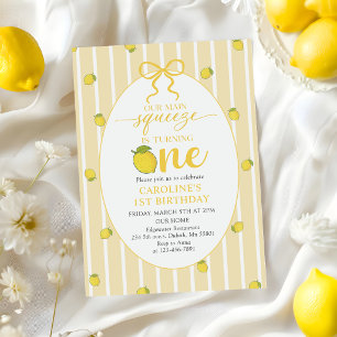 Yellow Lemon Our Main Squeeze 1st Birthday Invitation