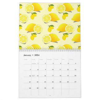 Yellow Lemon Pattern Calendar