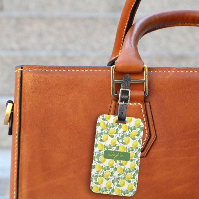 Yellow lemon pattern name Luggage Tag (Creator Uploaded)