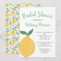 Yellow Lemon Pattern With Name Bridal Shower