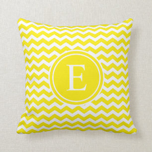 Yellow Lemon Personalised Chevron Monogram Cushion