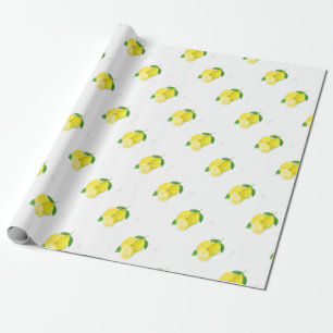 Yellow Lemon print art fruit watercolour Wrapping Paper