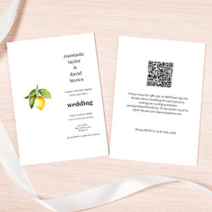  Yellow Lemon QR Code Wedding Invitation