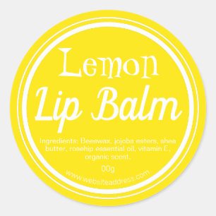 Yellow Lemon Scented Lip Balm Pot Lables Classic Round Sticker