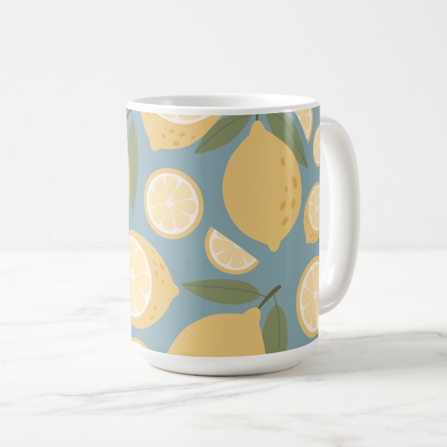Yellow Lemon Seamless Pattern Coffee Mug (Front Right)