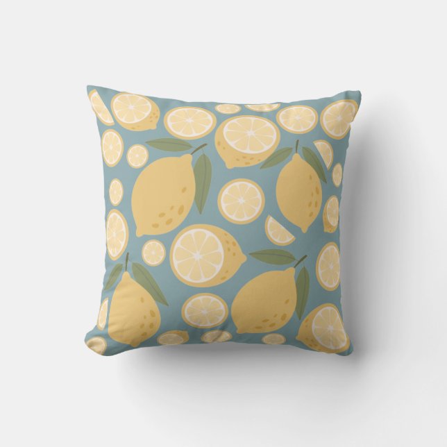 Yellow Lemon Seamless Pattern Cushion (Front)