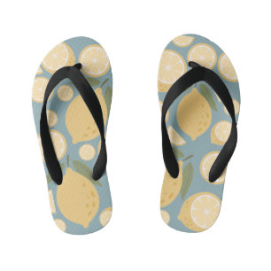 Yellow Lemon Seamless Pattern Kid's Jandals