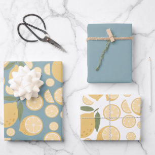 Yellow Lemon Seamless Pattern Wrapping Paper Sheet