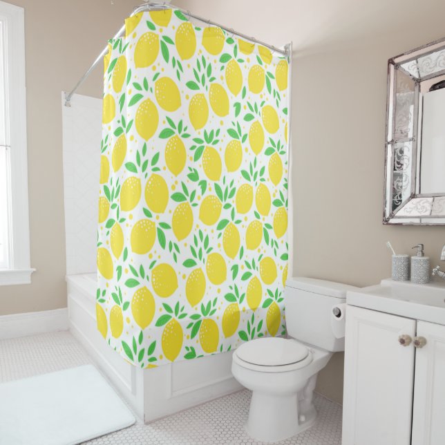 Yellow Lemon Shower Curtain (In Situ)