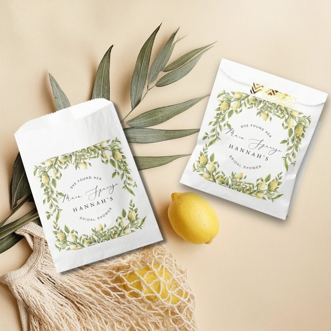 Yellow Lemon Sorrento Mediterranean Bridal Shower Favour Bags (Creator Uploaded)