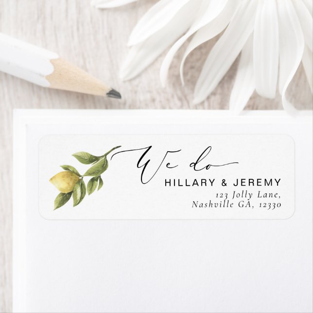 Yellow Lemon Sorrento We Do Wedding Return Address (Insitu)