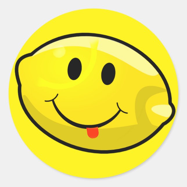 Yellow Lemon Tongue Classic Round Sticker (Front)