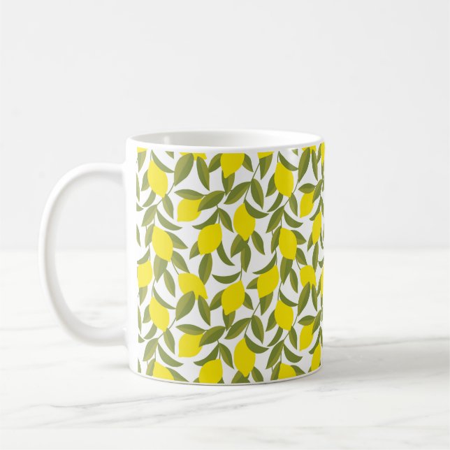 Yellow lemon tree seamless pattern coffee mug (Left)