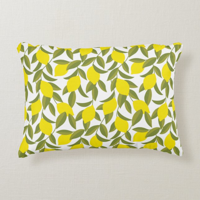 Yellow lemon tree seamless pattern decorative cushion (Front)