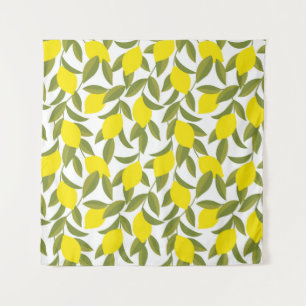 Yellow lemon tree seamless pattern tapestry