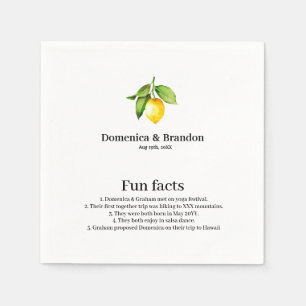 Yellow Lemon Wedding Fun Facts Napkins