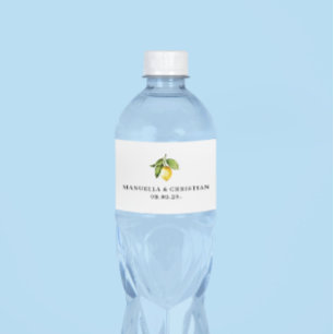 Yellow Lemon  Wedding Water Bottle Label