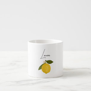Yellow Lemon with Green Leaves Fresh Citrus Espresso Cup