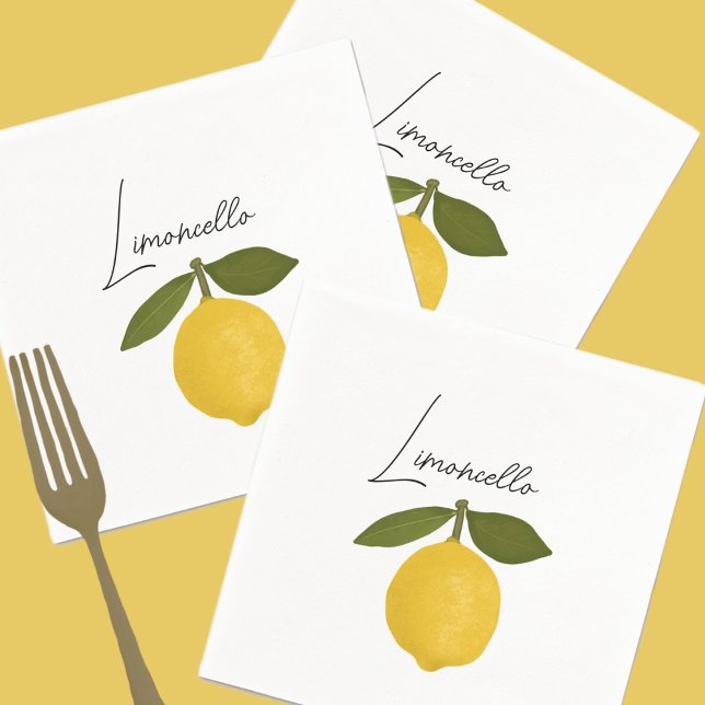 Yellow Lemon with Green Leaves | Fresh Citrus  Napkin (Creator Uploaded)