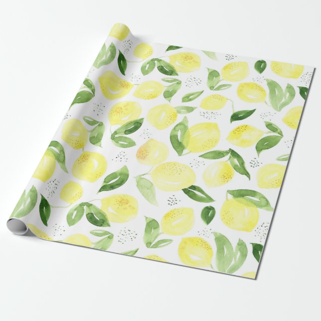 Yellow Lemon Wrapping Paper (Unrolled)
