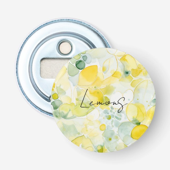 Yellow Lemons Abstract Bottle Opener (Front)