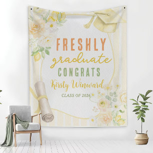 Yellow Lemons and Flowers Graduation Tapestry