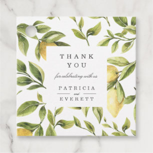 Yellow Lemons and foliage chic Thank you wedding Favour Tags