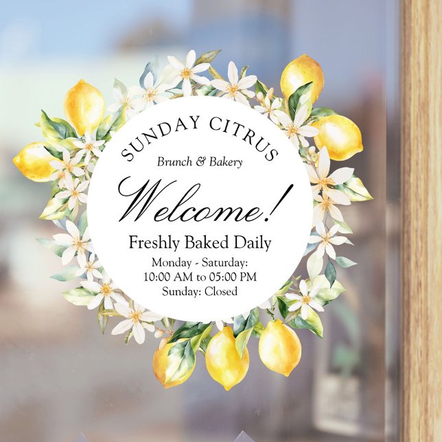 Yellow Lemons and White Flowers Floral Wreath (In situ)