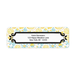 Yellow Lemons & Blue Flowers Illustrated Pattern