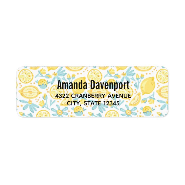 Yellow Lemons & Blue Flowers Illustrated Pattern L (Front)