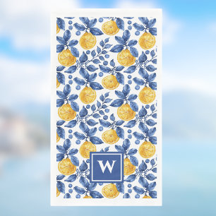 Yellow Lemons Blue Foliage Mediterranean Amalfi Napkin