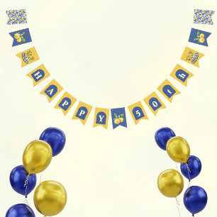 Yellow Lemons Blue Italian Amalfi 50th Birthday Bunting