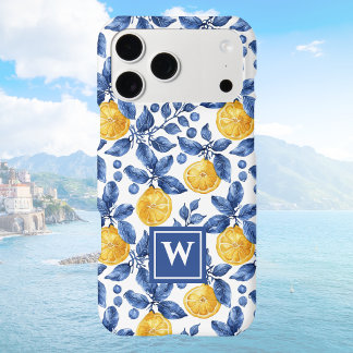 Yellow Lemons Blue Mediterranean Amalfi Initial