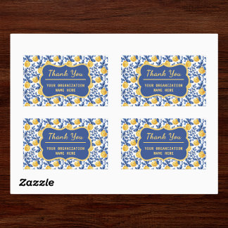 Yellow Lemons Blue Mediterranean Amalfi Thank You Rectangular Sticker