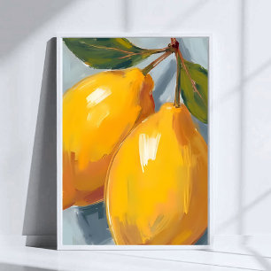 Yellow Lemons Citrus Watercolor Poster