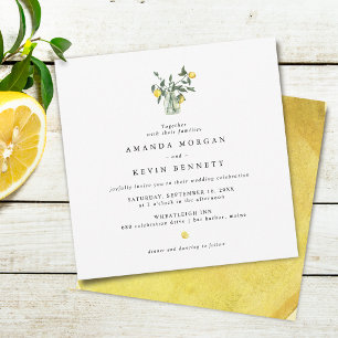 Yellow Lemons Elegant Wedding Invitation