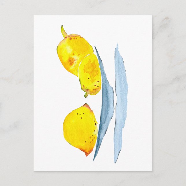 Yellow lemons fruit art postcard (Front)