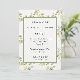 Yellow Lemons Fruit Birthday   Invitation