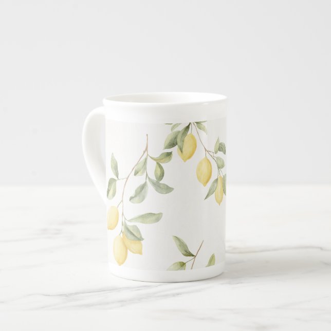 Yellow Lemons Fruit   Bone China Mug (Front Left)