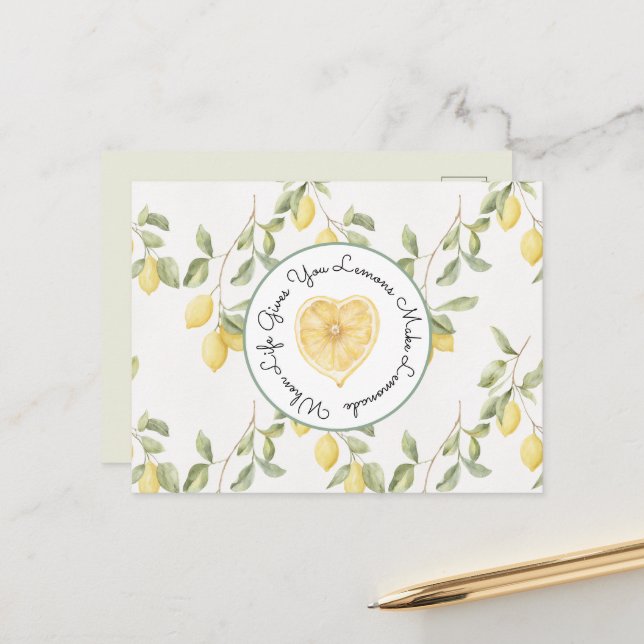 Yellow Lemons Fruit Lemonade Postcard (Front/Back In Situ)