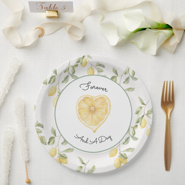 Yellow Lemons Fruit Wedding Paper Plate (Wedding)