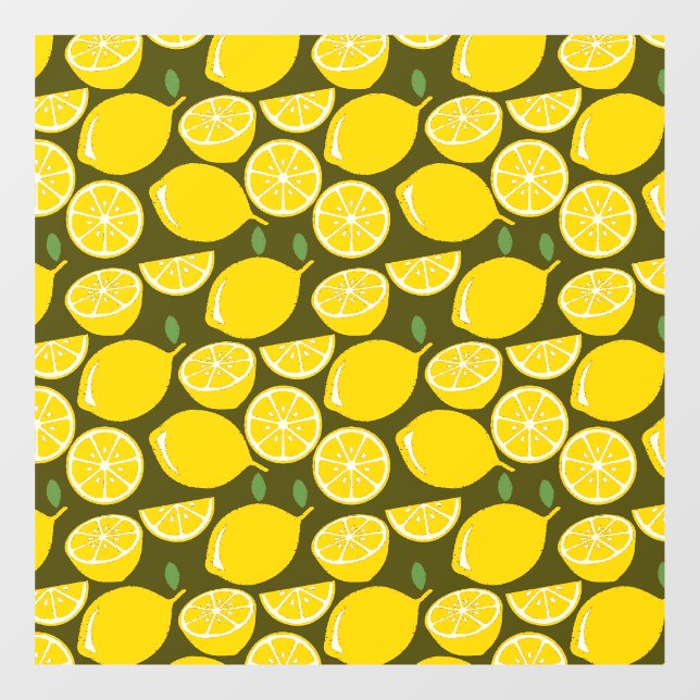 Yellow Lemons & Olive Green Pattern: Modern Citrus (Sheet)
