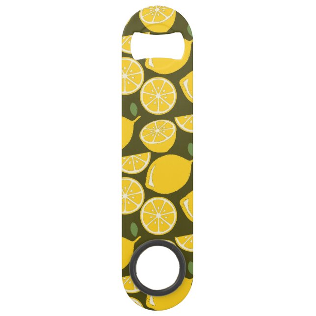 Yellow Lemons & Olive Green Pattern: Modern Citrus (Front)