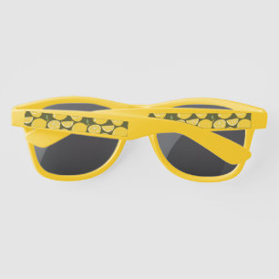 Yellow Lemons & Olive Green Pattern: Modern Citrus Sunglasses