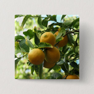 Yellow Lemons On The Tree 15 Cm Square Badge